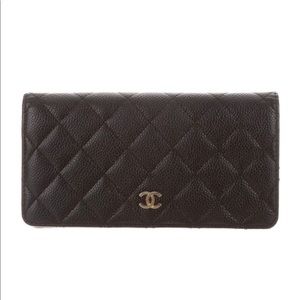 Quilted Chanel Yen Wallet Black Caviar
